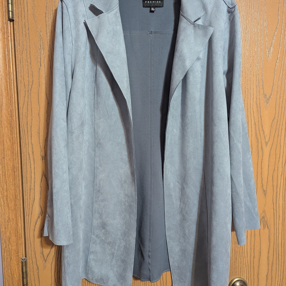 Premise Faux Suede Open Blazer Jacket Womens Lightweight